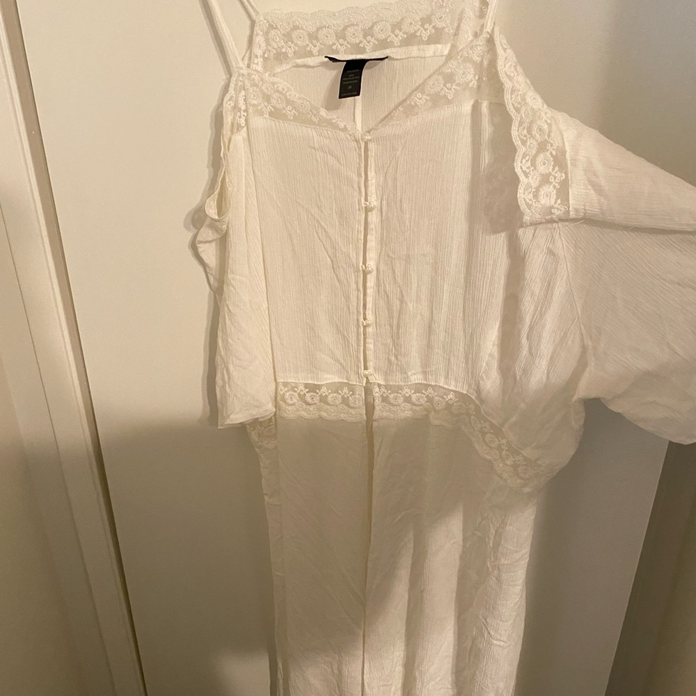Long Cardigan Sheer Lace Trim Summer Top